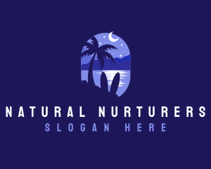 Beach Tropical Island Night logo design