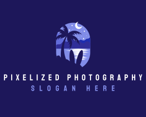 Beach Tropical Island Night logo design