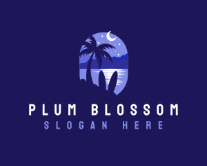 Beach Tropical Island Night logo design