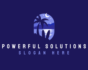 Beach Tropical Island Night logo design