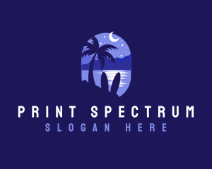 Beach Tropical Island Night logo design