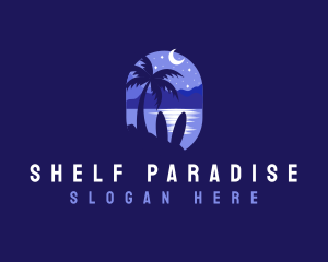 Beach Tropical Island Night logo design