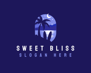 Beach Tropical Island Night logo design