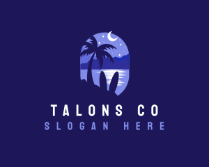 Beach Tropical Island Night logo design