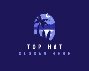 Beach Tropical Island Night logo design