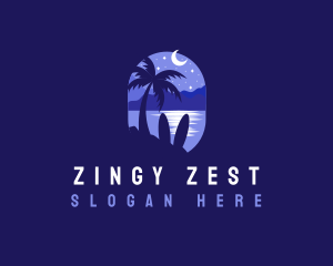 Beach Tropical Island Night logo design