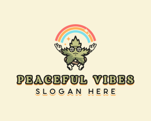Rainbow Marijuana Hippie logo design