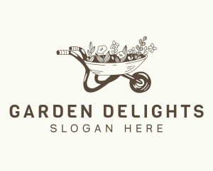 Wheelbarrow Floral Plants logo design