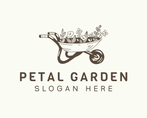 Wheelbarrow Floral Plants logo design