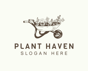 Wheelbarrow Floral Plants logo design