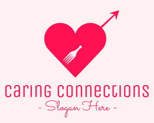 Cupid Fork Heart logo design