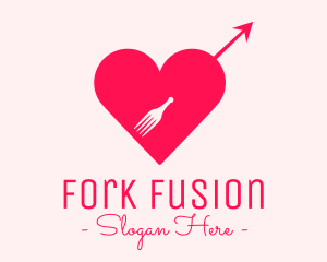 Cupid Fork Heart logo design