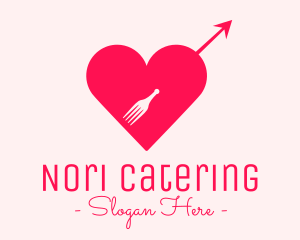 Cupid Fork Heart logo design