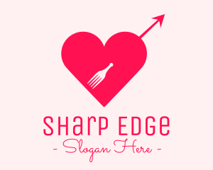 Cupid Fork Heart logo design