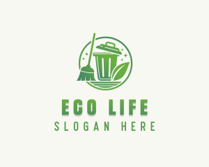 Broom Eco Trash  logo design