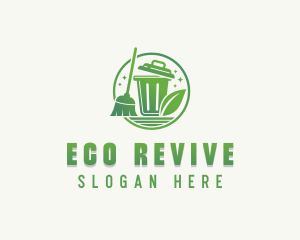 Broom Eco Trash  logo design