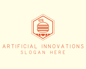 Hexagon Burger Fast Food  logo design