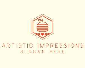 Hexagon Burger Fast Food  logo design