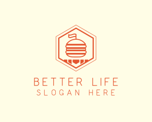 Hexagon Burger Fast Food  logo design