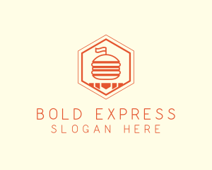 Hexagon Burger Fast Food  logo design