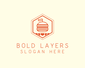 Hexagon Burger Fast Food  logo design