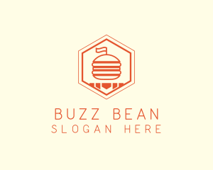 Hexagon Burger Fast Food  logo design