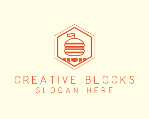 Hexagon Burger Fast Food  logo design