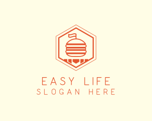 Hexagon Burger Fast Food  logo design