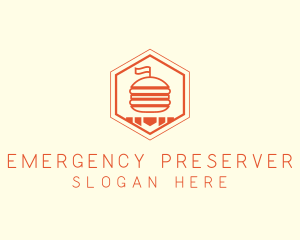 Hexagon Burger Fast Food  logo design