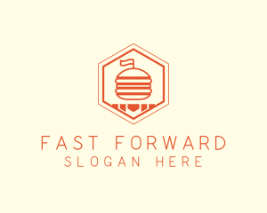 Hexagon Burger Fast Food  logo design