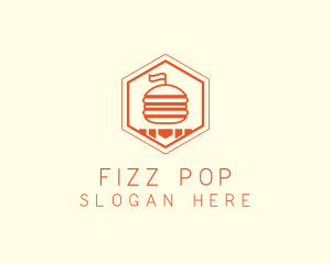 Hexagon Burger Fast Food  logo design