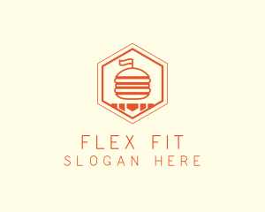 Hexagon Burger Fast Food  logo design