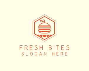 Hexagon Burger Fast Food  logo design