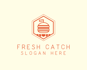 Hexagon Burger Fast Food  logo design