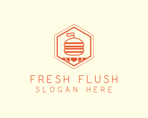 Hexagon Burger Fast Food  logo design