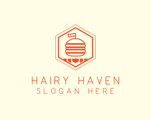 Hexagon Burger Fast Food  logo design