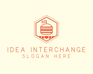 Hexagon Burger Fast Food  logo design