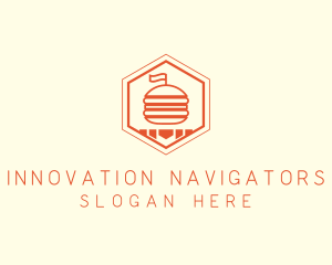 Hexagon Burger Fast Food  logo design