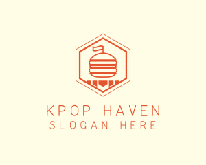 Hexagon Burger Fast Food  logo design