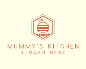 Hexagon Burger Fast Food  logo design