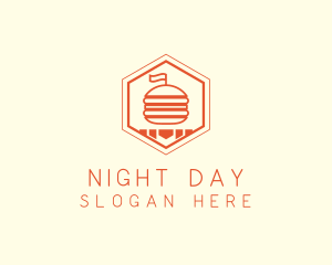 Hexagon Burger Fast Food  logo design