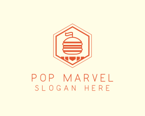 Hexagon Burger Fast Food  logo design