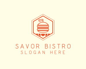 Hexagon Burger Fast Food  logo design