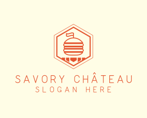 Hexagon Burger Fast Food  logo design