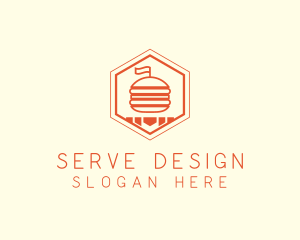 Hexagon Burger Fast Food  logo design