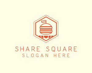 Hexagon Burger Fast Food  logo design