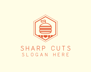 Hexagon Burger Fast Food  logo design