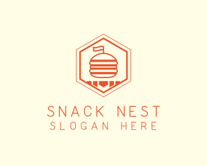 Hexagon Burger Fast Food  logo design