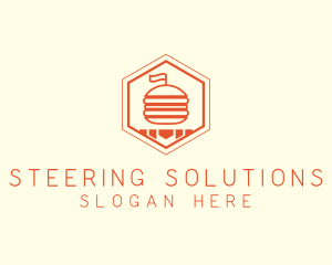 Hexagon Burger Fast Food  logo design