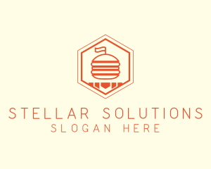 Hexagon Burger Fast Food  logo design